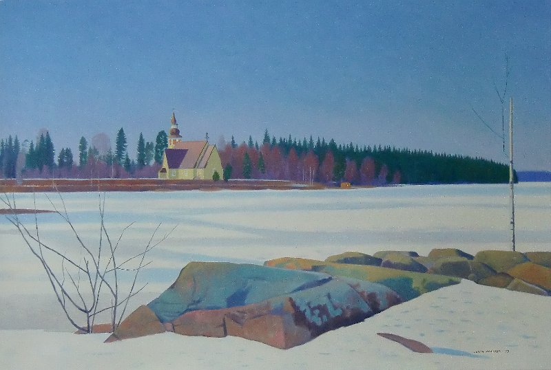 10kevatmaisema.JPG - Kevätmaisema Kuorevedeltä 75x110, 1993