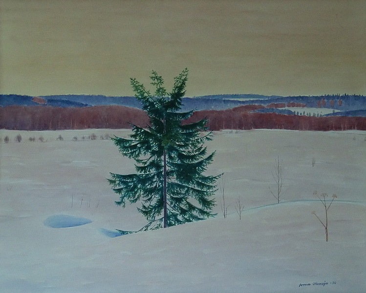 yksinainen.JPG - Yksinäinen 49x61, 1990